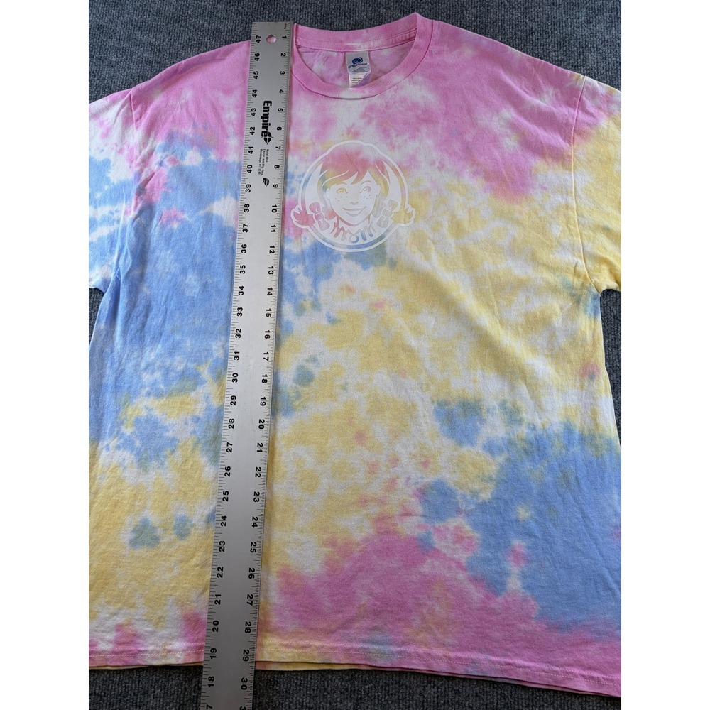 Wendys Pride Tie Dye Shirt XL Pink Yellow Blue We Take Pride In Pride Colortone - Picture 3 of 5